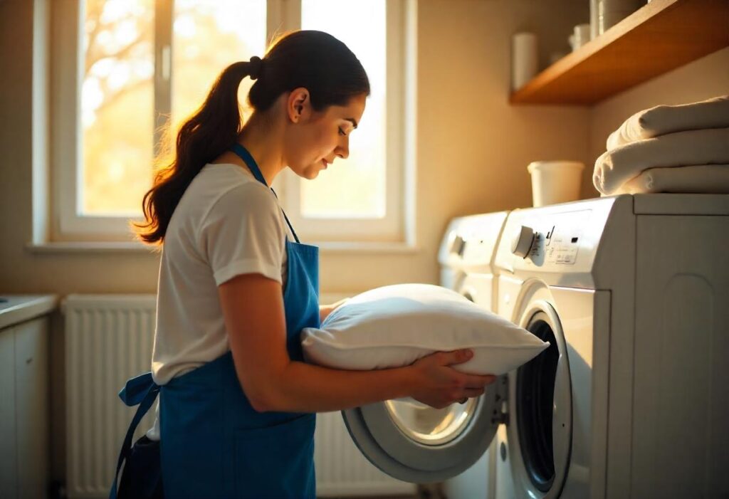 Washing a pillow with care