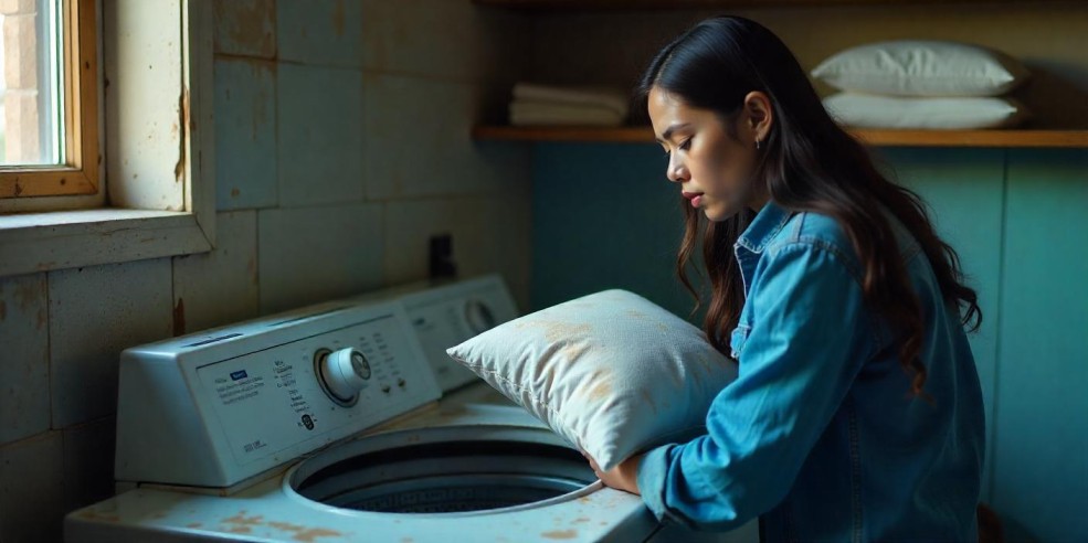 washing a moldy pillow in washing machine