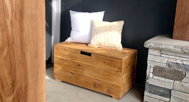 Wooden chest to store extra pillows